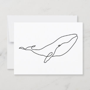 Whale , line art illustration postcard