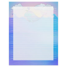 Whale Lined - 8.5" x 11" Stationery Sheet