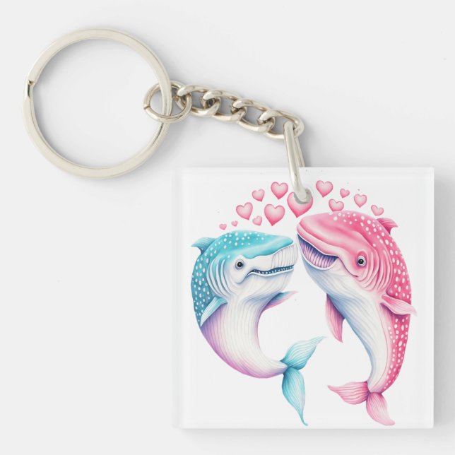 Whale Love: A Romantic Tale of Affectionate Souls Key Ring (Front)