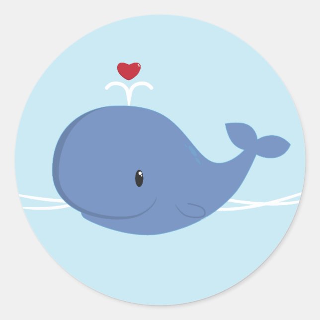 Whale love classic round sticker (Front)