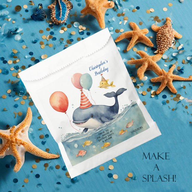 Whale Make a Splash Boys Birthday Favour Bags (Creator Uploaded)