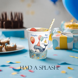 Whale Make a Splash Boys Birthday Party Paper Cups