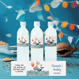 Whale Make a Splash Boys Birthday Party Water Bottle Label