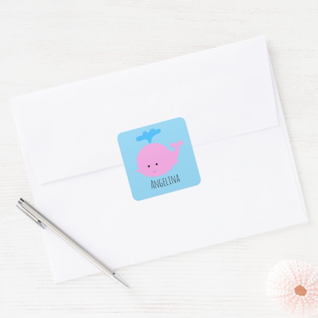 Whale Name Sticker, Kids Name Labels (Envelope)