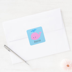 Whale Name Sticker, Kids Name Labels
