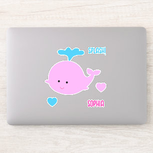 Whale Name Sticker Set for Ipad, Water Bottle etc