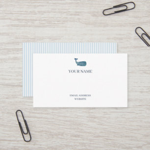 Whale Nautical Blue Stripe Business Card