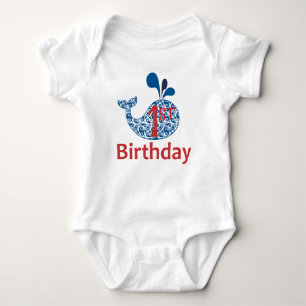 Whale Nautical First Birthday Boy Bodysuit