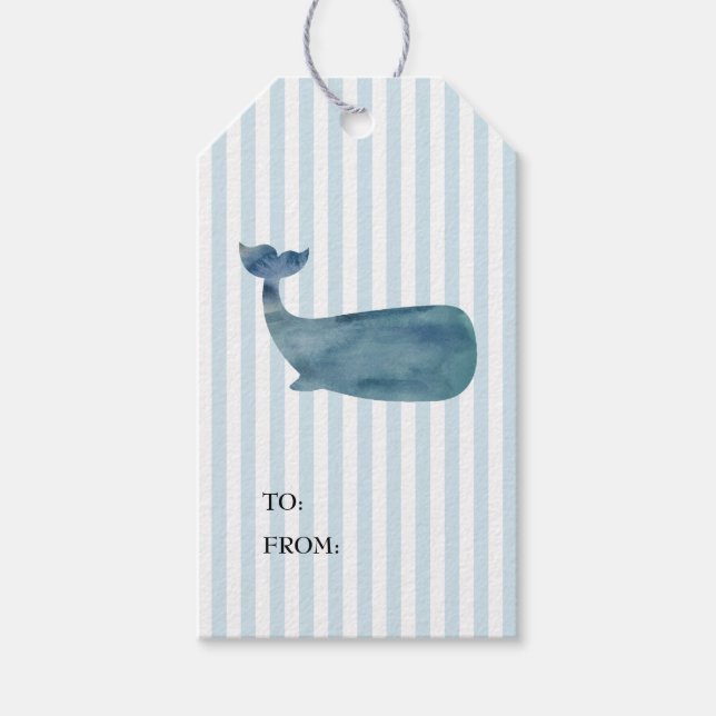 Whale Nautical Shiplap Rustic Gift Tag (Front)