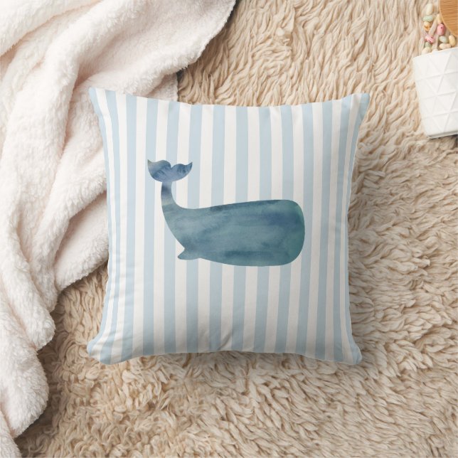 Whale Nautical Stripe Pattern Cushion (Blanket)