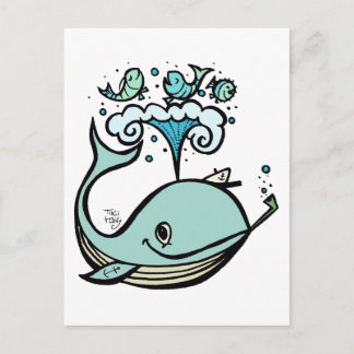 Whale of a Captain! by Tiki tOny Postcard