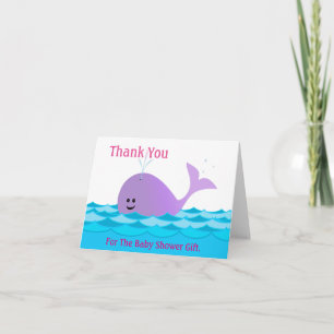 Whale Of A Girl Baby Shower Thank You Card