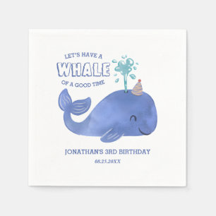 Whale Of A Time Cute Party Hat White Birthday  Napkin