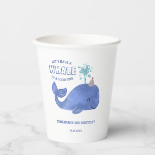Whale Of A Time Cute Party Hat White Birthday Paper Cups