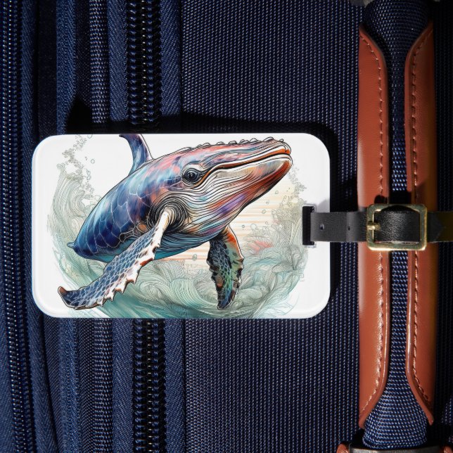 Whale of a time luggage tag (Front Insitu 4)