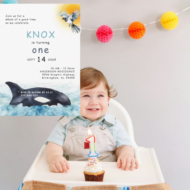  Whale of a Time Orca Birthday Party II Invitation (Creator Uploaded)