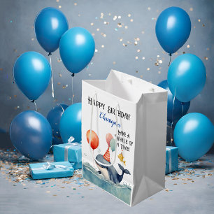 Whale of a Time Personalized Boys Birthday Medium Gift Bag