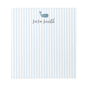 Whale Painting Custom Name Stripe Notepad