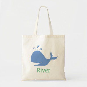 Whale Personalised Tote Bag, Blue and Green
