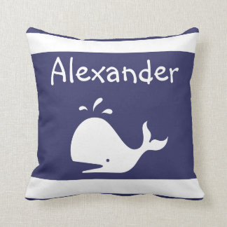whale pillow Personalise with name Blue