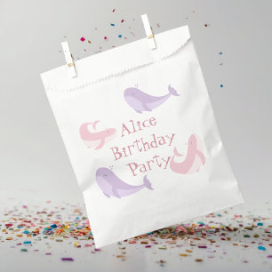  Whale Pink Lilac Pastel Ocean Fish Birthday Party Favour Bags