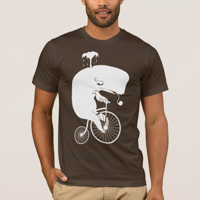 Whale Rider on Penny Farthing Bike T-Shirt (Front)