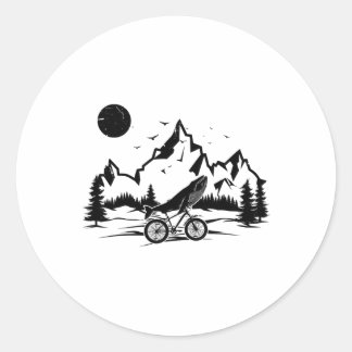 Whale Riding Bicycle Vintage Funny Mountain Biking Classic Round Sticker