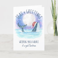 Whale Santa Sea Moon & Stars Nautical Christmas