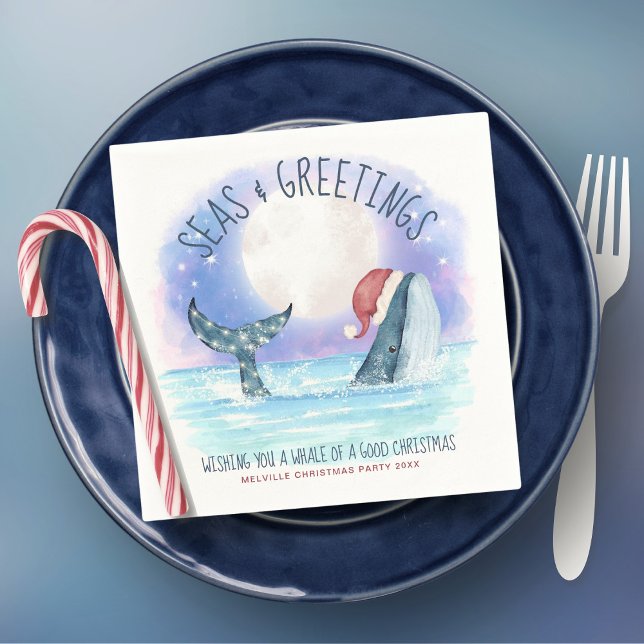 Whale Santa Seas Nautical Christmas  Napkin (Creator Uploaded)