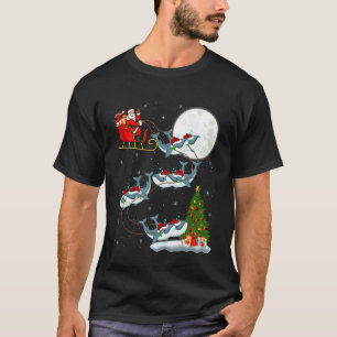 Whale Santa Sleigh Flying Funny Magical Christmas T-Shirt