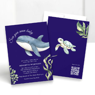 Whale Sea You Soon Baby Shower Invitation