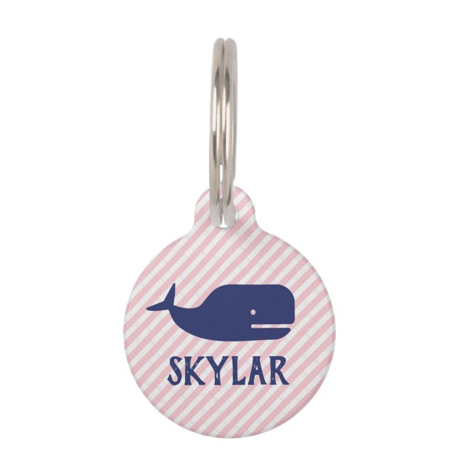 Whale Seersucker Pet Tag (Front)