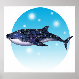 Whale shark adorned with stars. poster