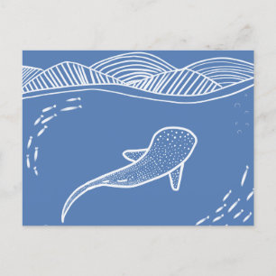 Whale Shark Line Art Postcard