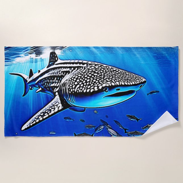 Whale Shark Majesty Design Beach Towel (Front)
