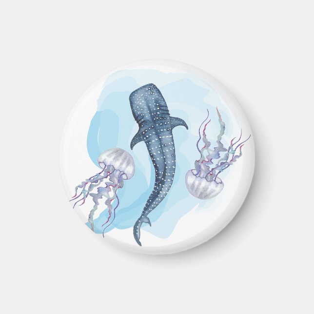 Whale Shark. Watercolor Magnet (Front)