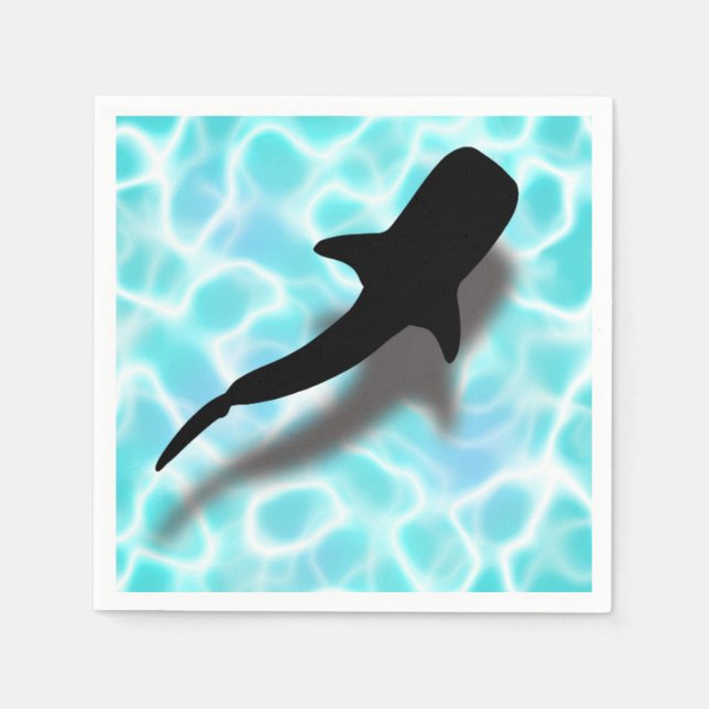 Whale Shark with Shadow Tropical Beach Napkin (Front)