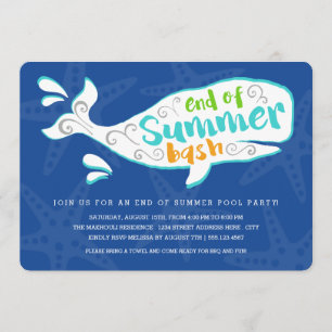 Whale Splash   End of Summer Party Invitation