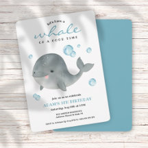 Whale Summer Birthday Party Invitation