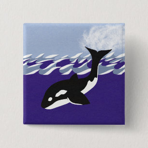 Whale Swimming in the Ocean 15 Cm Square Badge
