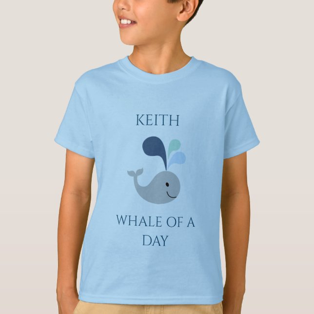 WHALE t-shirt with personalised name. (Front)