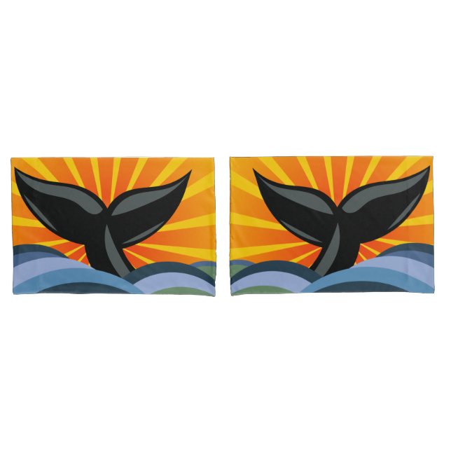 Whale Tail and Ocean Waves Pillowcase (Front-Set)