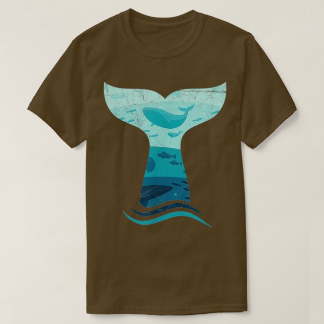 Whale Tail in Waves Orca Ocean T-Shirt (Design Front)