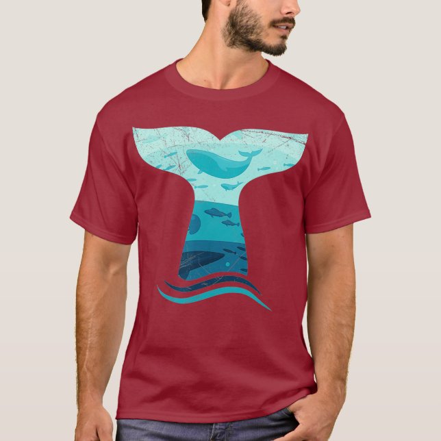Whale Tail in Waves  Orca Ocean T Shirt (Front)