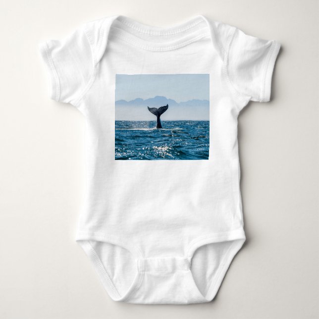 Whale Tail Seascape: Dramatic Water. Baby Bodysuit (Front)