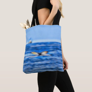Whale Tail Ship Deep Blue Sea Tote Bag