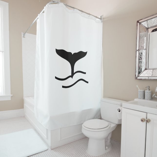 Whale Tail Shower Curtain (In Situ)
