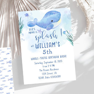 Whale Tastic Blue Birthday Invitation