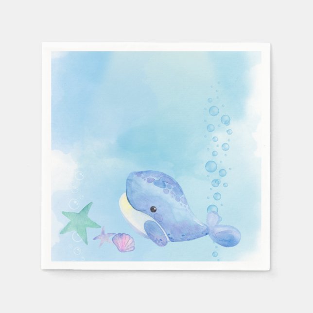 Whale Tastic Blue Birthday Napkin (Front)