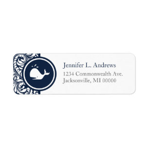 Whale Theme Navy Blue White Damask Beach Weddings